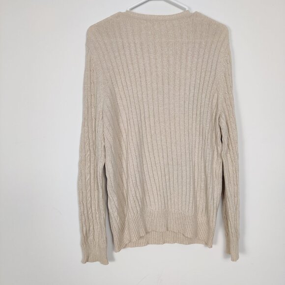 Tradition Country Collection Women's Sweater Size XL 18 Beige Cotton Cable Knit - Picture 3 of 7